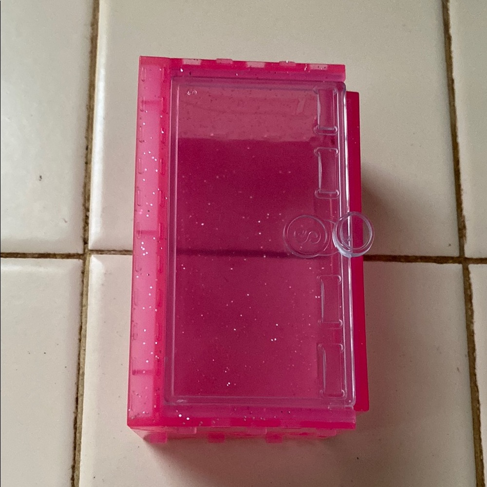 Moose Shopkins Empty PINK Sparkle Display Case W\ Handle Clear Panel